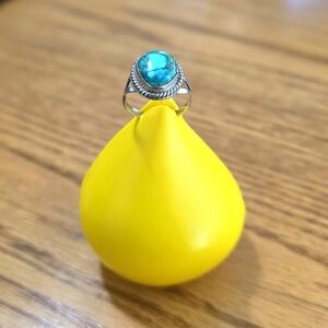 Silver Ring with Genuine Turquoise Gemstone